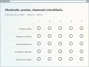Příklad bateriové (maticové) otázky